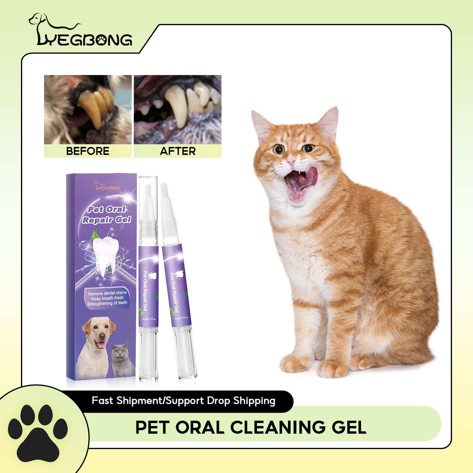 Teeth Whitening Hydrogen Peroxide - Gel de reparação oral para animais