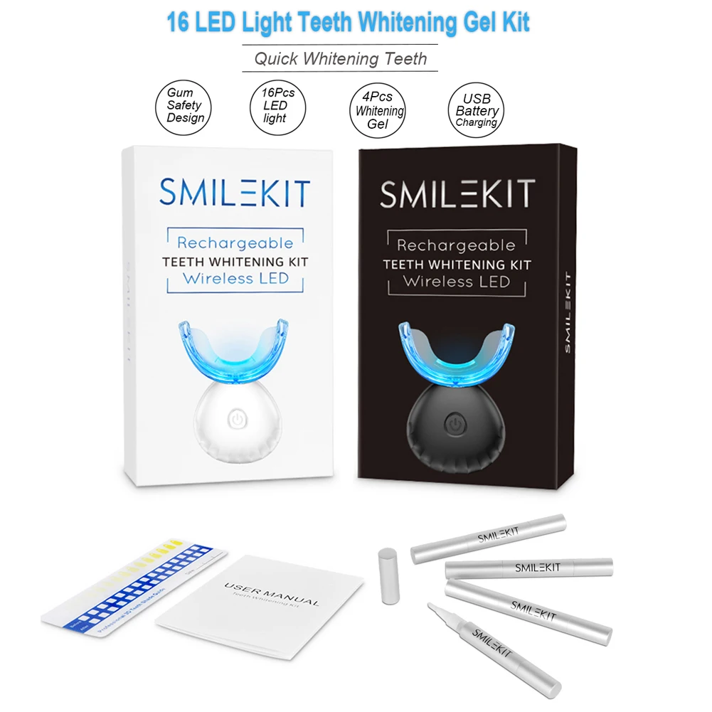 Kit de clareamento dental dos  - Teeth Whitening Light Kit avaliação e preço
